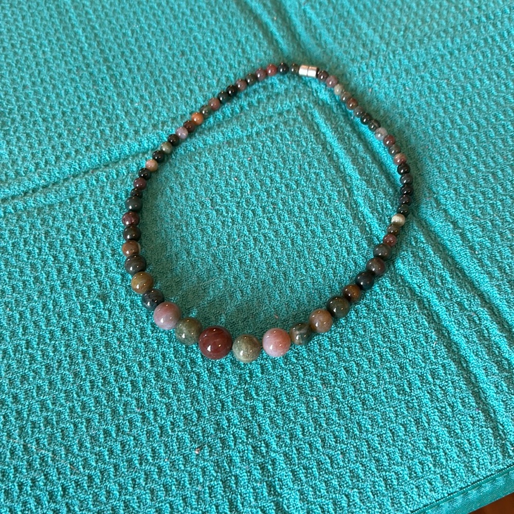 Earth Tone, Gradient, Glass Bead Necklace with Magnetic Closure